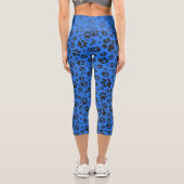 Dog Paws Black & White Polka Dot auf Tech Blue Cap Capri Leggings (Rückseite)
