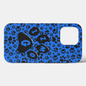 Dog Paws Black & White Polka Dot auf Tech Blue Case-Mate iPhone Hülle (Rückseite (Horizontal))