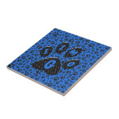 Dog Paws Black & White Polka Dot auf Tech Blue Fliese (Seite)