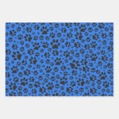 Dog Paws Black & White Polka Dot auf Tech Blue Geschenkpapier Set (Vorderseite 2)