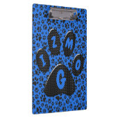 Dog Paws Black & White Polka Dot auf Tech Blue Klemmbrett (Rechts)