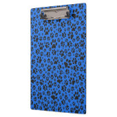 Dog Paws Black & White Polka Dot auf Tech Blue Klemmbrett (Links)