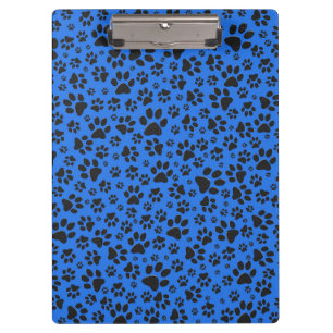 Dog Paws Black & White Polka Dot auf Tech Blue Klemmbrett