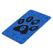 Dog Paws Black & White Polka Dot auf Tech Blue Magnet (Linke Seite)