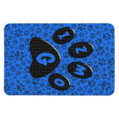 Dog Paws Black & White Polka Dot auf Tech Blue Magnet (Horizontal)