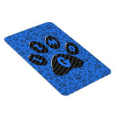 Dog Paws Black & White Polka Dot auf Tech Blue Magnet (Rechte Seite)