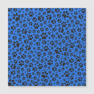 Dog Paws Black & White Polka Dot auf Tech Blue Magnetkarte
