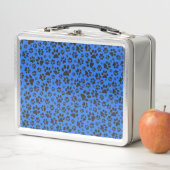 Dog Paws Black & White Polka Dot auf Tech Blue Metall Brotdose (Beispiel)