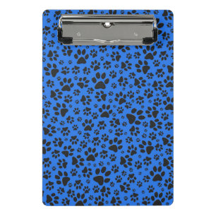 Dog Paws Black & White Polka Dot auf Tech Blue Mini Klemmbrett