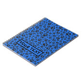 Dog Paws Black & White Polka Dot auf Tech Blue Notizblock (Linke Seite)