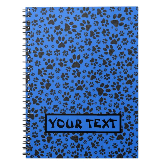 Dog Paws Black & White Polka Dot auf Tech Blue Notizblock (Vorderseite)