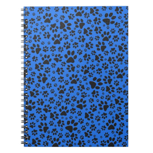 Dog Paws Black & White Polka Dot auf Tech Blue Notizblock (Vorderseite)