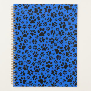 Dog Paws Black & White Polka Dot auf Tech Blue Planer