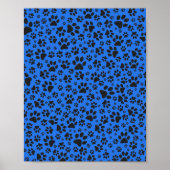 Dog Paws Black & White Polka Dot auf Tech Blue Poster (Vorne)