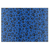 Dog Paws Black & White Polka Dot auf Tech Blue Schneidebrett (Vorderseite)