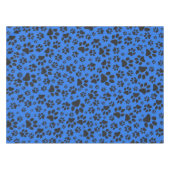 Dog Paws Black & White Polka Dot auf Tech Blue Tischdecke (Vorderseite (Horizontal))