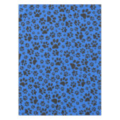 Dog Paws Black & White Polka Dot auf Tech Blue Tischdecke (Vorderseite)