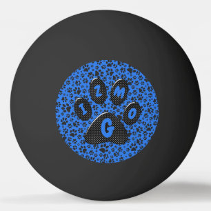 Dog Paws Black & White Polka Dot auf Tech Blue Tischtennisball