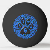 Dog Paws Black & White Polka Dot auf Tech Blue Tischtennisball (Rückseite)