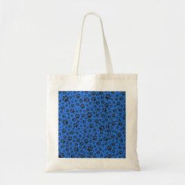 Dog Paws Black & White Polka Dot auf Tech Blue Tragetasche