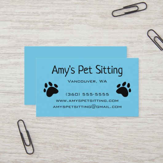 Dog Paws Bright Blue Business Cards Visitenkarte (Vorderseite/Rückseite Beispiel)