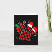 Dog Paws Christmas Buffalo Plaid Paw Santa Elf Rei Karte (Vorderseite)