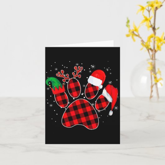 Dog Paws Christmas Buffalo Plaid Paw Santa Elf Rei Karte (Gelbe Blume)