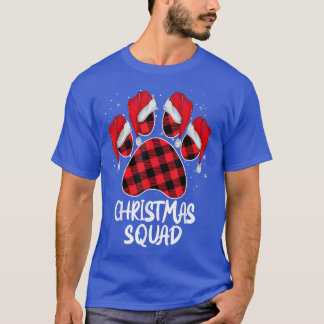 Dog Paws Christmas Squad Red Plaid Xmas Family Mat T-Shirt