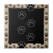 Dog Paws Frame Black Tan | KERAMIK Fliese (Vorderseite)