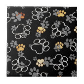 Dog Paws Gray | Schwarze Keramik Fliese (Vorderseite)
