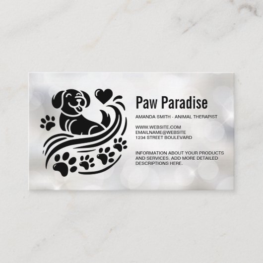 Dog Paws Hearts | Boke Visitenkarte (Vorderseite)