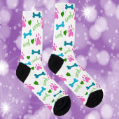 Dog Paws Knochen Hört Woof Pink Grün Blau Socken