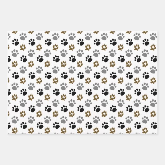 Dog Paws Knochen Wrapping Paper Set 3 Geschenkpapier Set (Vorderseite)