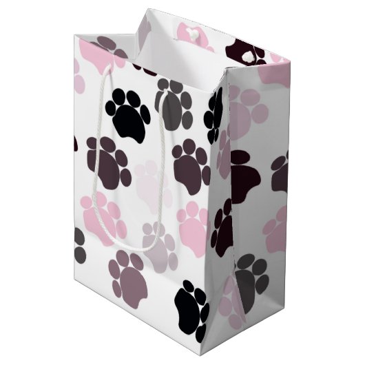 Dog Paws Medium Geschenkbeutel Mittlere Geschenktüte (Vorderseite Schrägansicht)