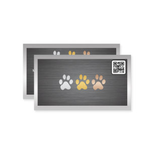 Dog Paws Metal   QR-Code Visitenkarte