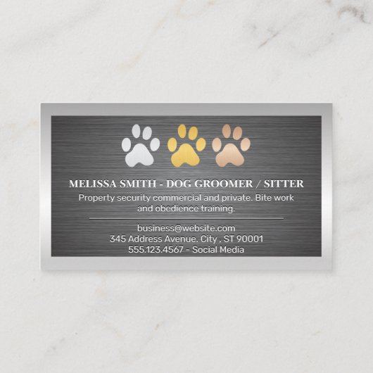 Dog Paws Metal | QR-Code Visitenkarte (Rückseite)