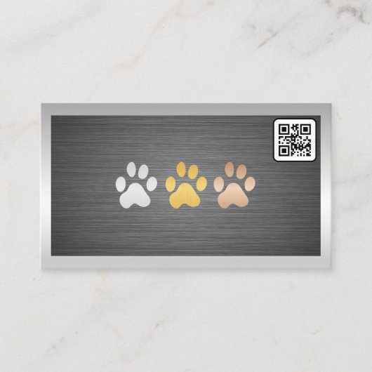 Dog Paws Metal | QR-Code Visitenkarte (Vorderseite)