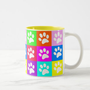 "Dog Paws Pop Art" Fleece Blanket Zweifarbige Tasse
