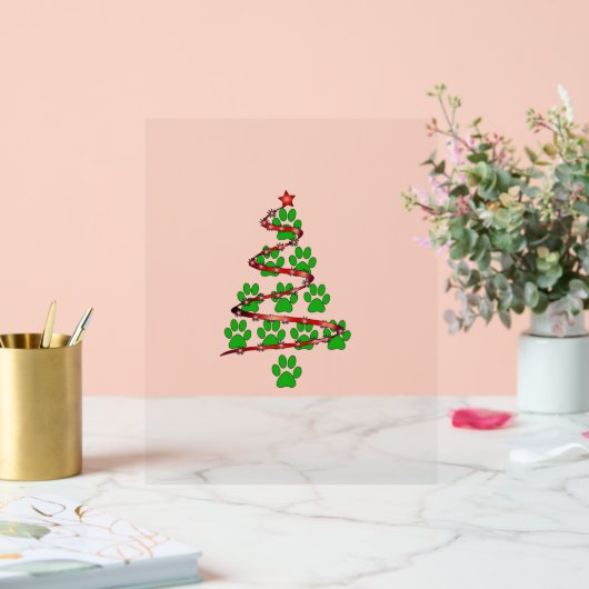 Dog Paws Print Christmas Tree für Hunde Liebhaber Acrylschild (Hochzeit)