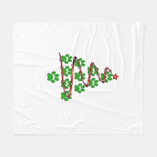 Dog Paws Print Christmas Tree für Hunde Liebhaber Fleecedecke (Vorderseite (Horizontal))