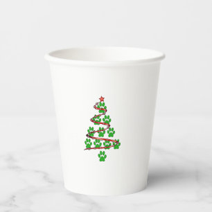 Dog Paws Print Christmas Tree für Hunde Liebhaber Pappbecher