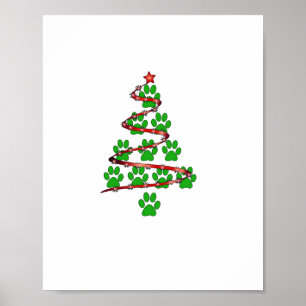 Dog Paws Print Christmas Tree für Hunde Liebhaber Poster