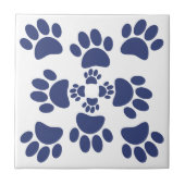 Dog Paws Prints Portuguese Style White and Blue  Fliese (Vorderseite)