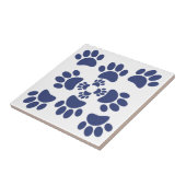 Dog Paws Prints Portuguese Style White and Blue Fliese (Seite)