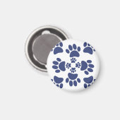 Dog Paws Prints Portuguese Style White and Blue  Magnet (Vorderseite/Rückseite)