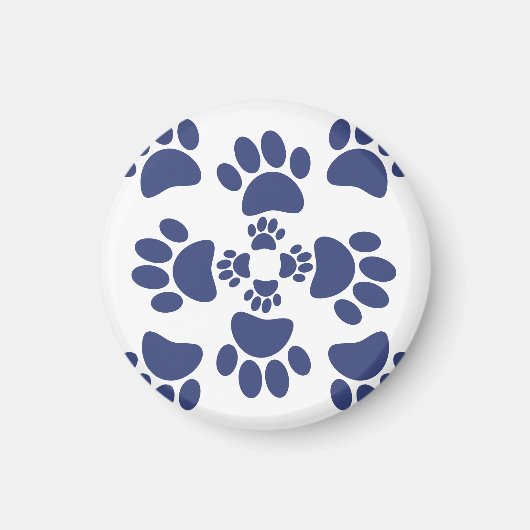 Dog Paws Prints Portuguese Style White and Blue  Magnet (Vorne)