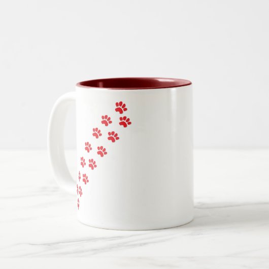 Dog Paws Prints Zweifarbige Tasse (Vorderseite Links)