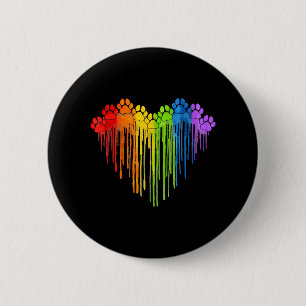 Dog Paws Rainbow Heart Hund Lover Gay Pride Lgbt Button
