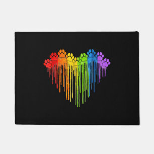 Dog Paws Rainbow Heart Hund Lover Gay Pride Lgbt Fußmatte