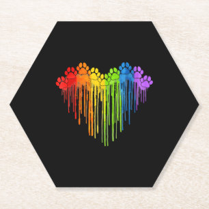 Dog Paws Rainbow Heart Hund Lover Gay Pride Lgbt Untersetzer